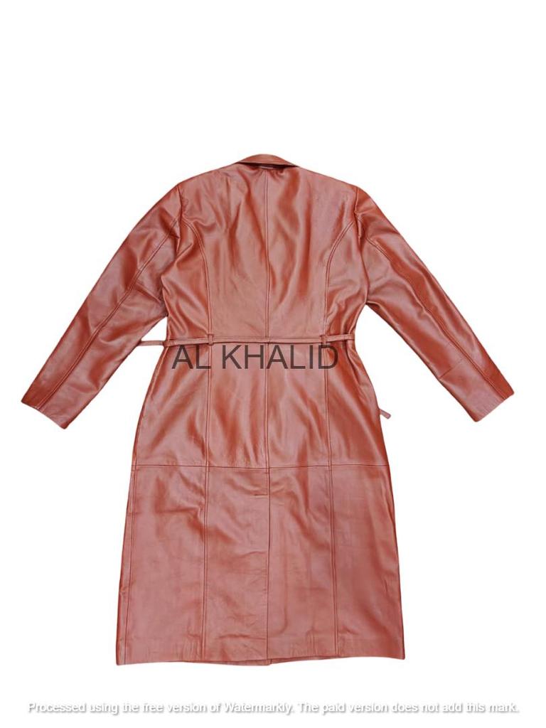 Piele de miel Lucrat manual Lung De petrecere Elegant Femei Maro Palton trenci Piele Adevărată