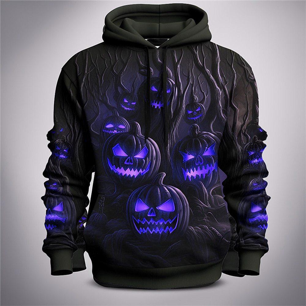 Men's Fall/Winter Halloween Funny Pumpkin 3D Printed Hooded Hoodies & Sweatshirts (men’s)