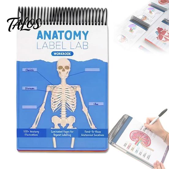 A&P Exam Prep Materials Anatomy Label Lab Workbook Human Illustrations 100+ Reusable Practice Book Full-Color Dry-Erase Pages Educational Resource for