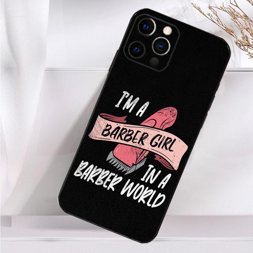 Hair Stylist Salon Barber Phone Case For iPhone 16,15,14,13,12,11 Plus,Pro Max,XS,X,XR,SE,Mini,8,7 Soft Silicone Black Cover