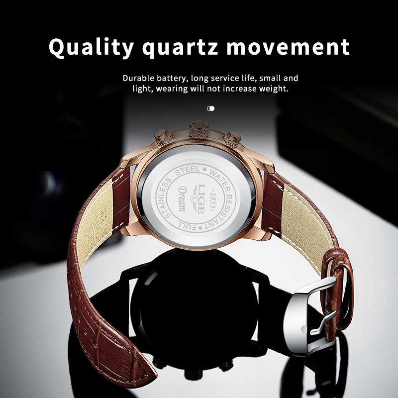 Casual Men Watch Luxury Leather Waterproof Sport Quartz Wristwatch Chronograph Military Watch for Men Relogio Masculino