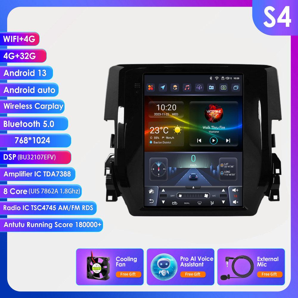 Ossuret Android Car Radio for Honda Civic 2015-2020 Multimedia Stereo 9.7inch Vertical Screen Carplay Android Auto Intelligent Screen GPS Stereo RDS