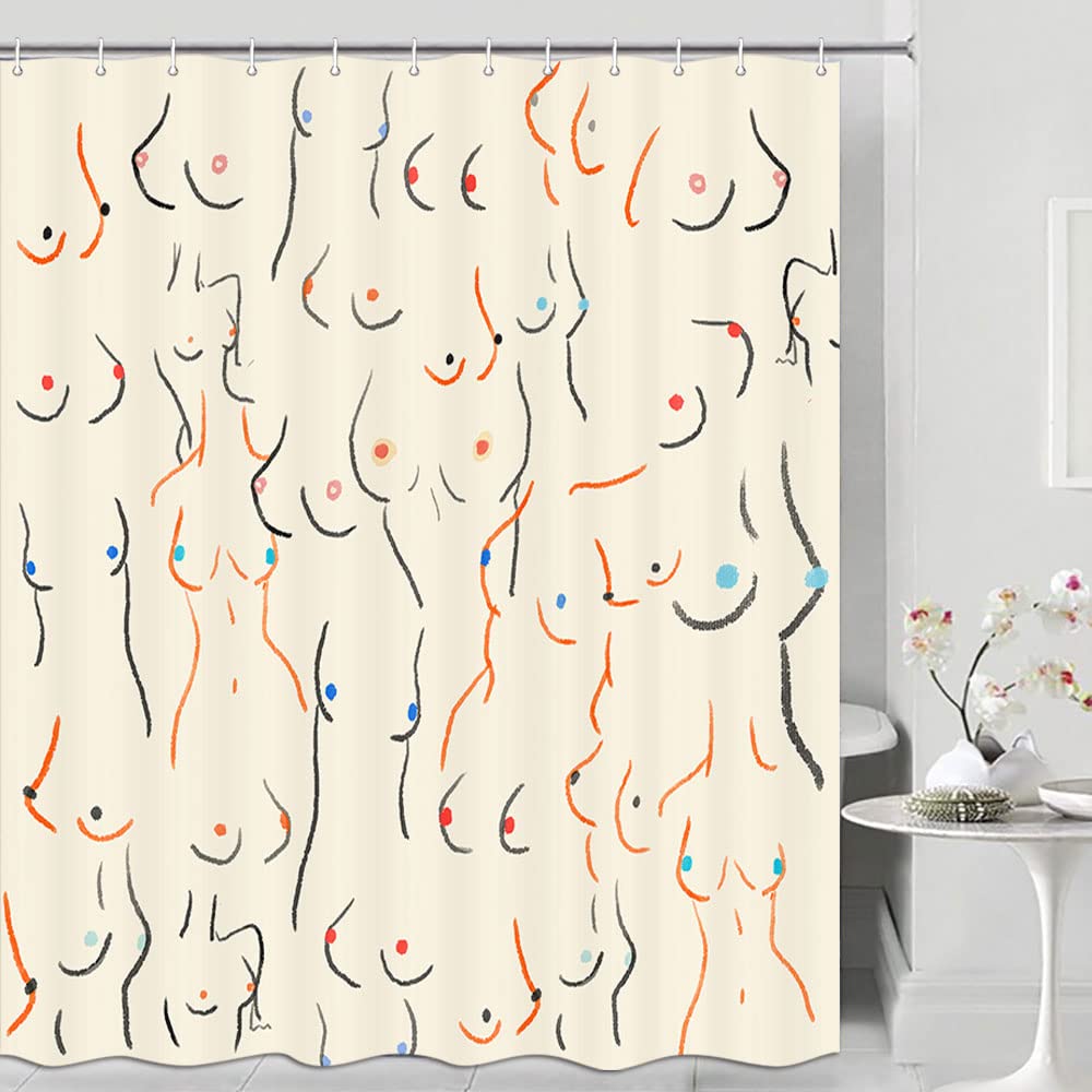 Rideau de douche Sexy Boobs Sein Féminin Féministe Motif Sein Sans Couture Rideaux de Salle de Bain Polyester Écran de Salle de Bain Avec Crochets
