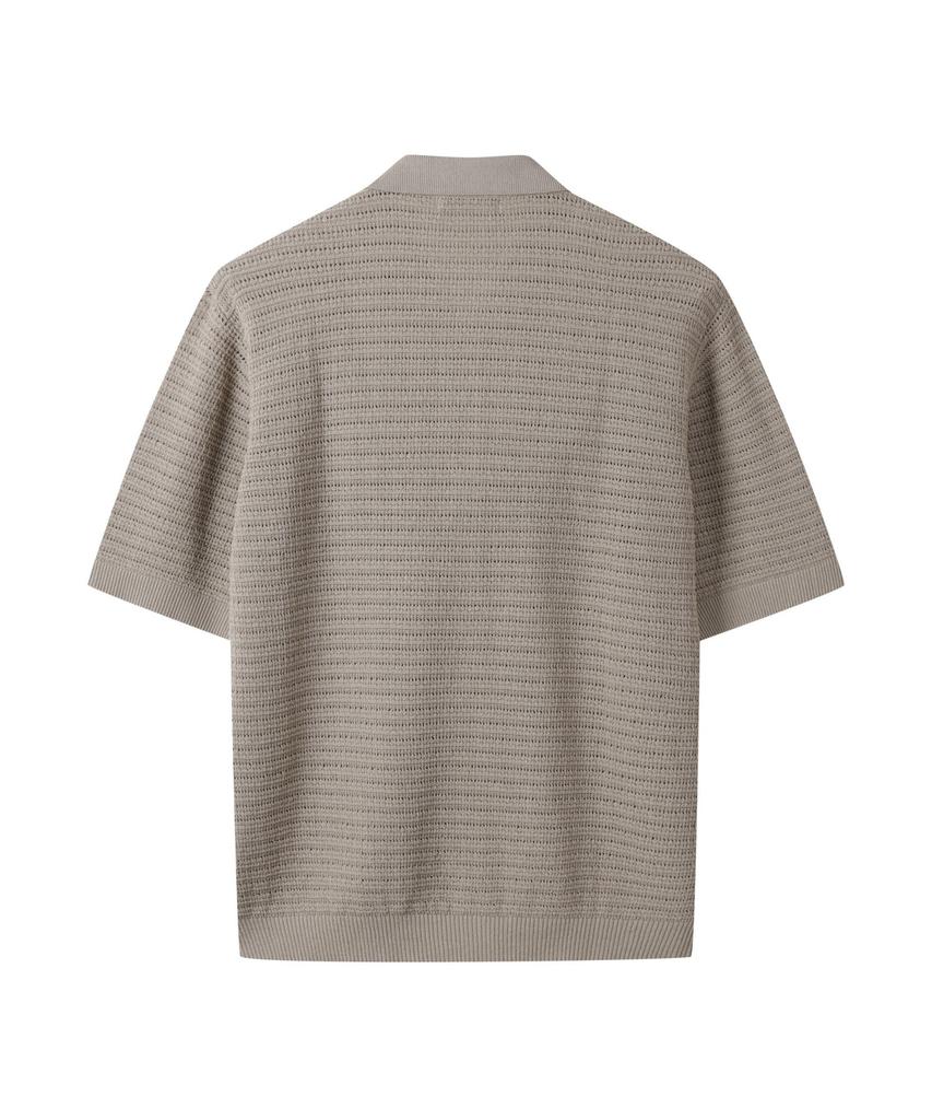 Customellow Beige Mesh Half Sleeve Cardigan Cwwam25312Bex
