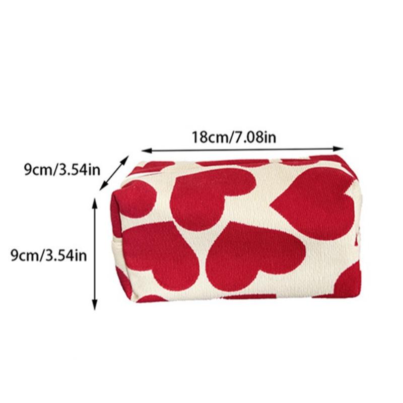 Heart Print Pattern Makeup Bag Clutch Cosmetic Organizer Travel Wash Toiletries Storage Bag Makeup Pouch Women Large Capacity