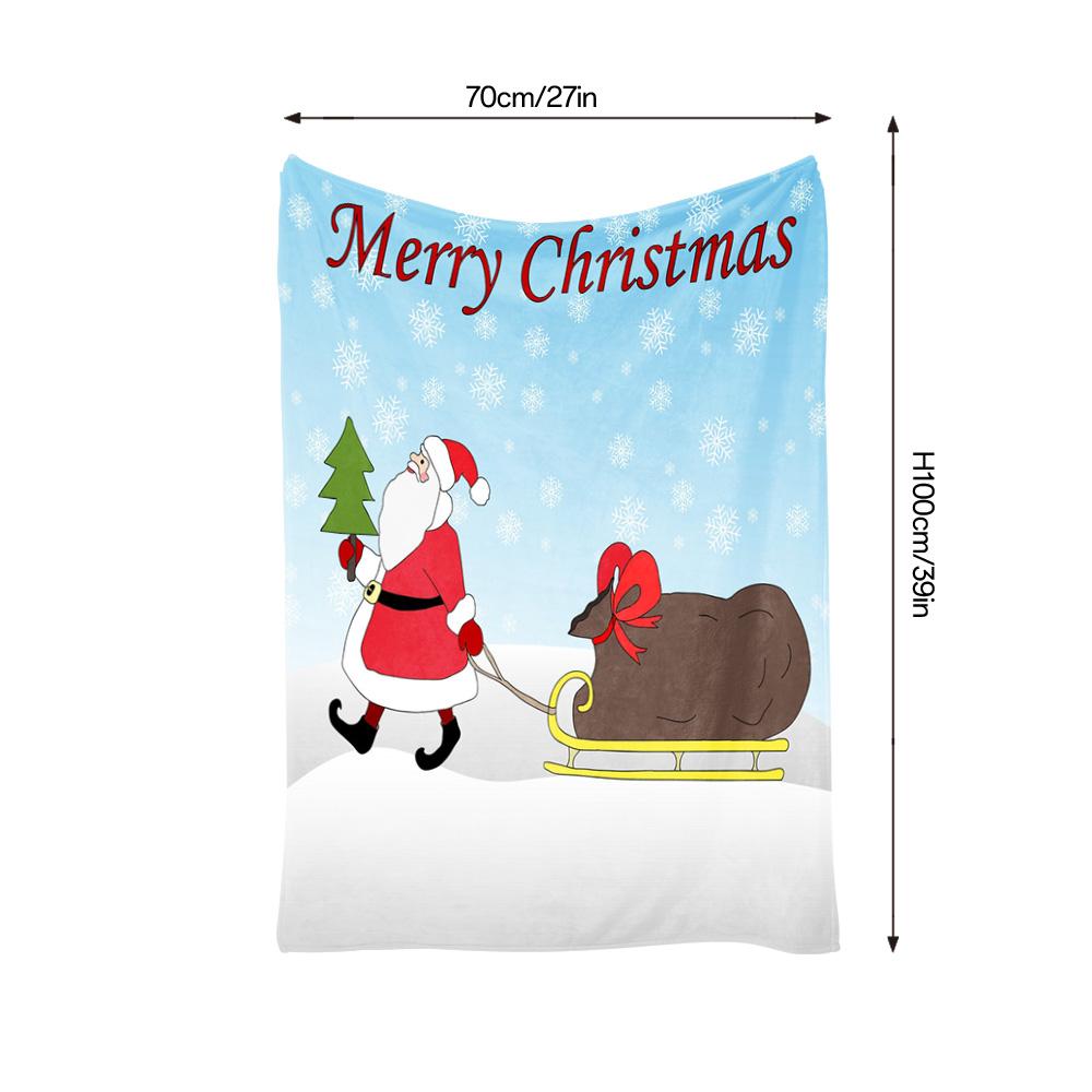 Cozy Christmas Blanket Santa Claus Reindeer Throw Festive Holiday Flannel Soft Warm Gift Home Decor Farmhouse Winter Season Beds