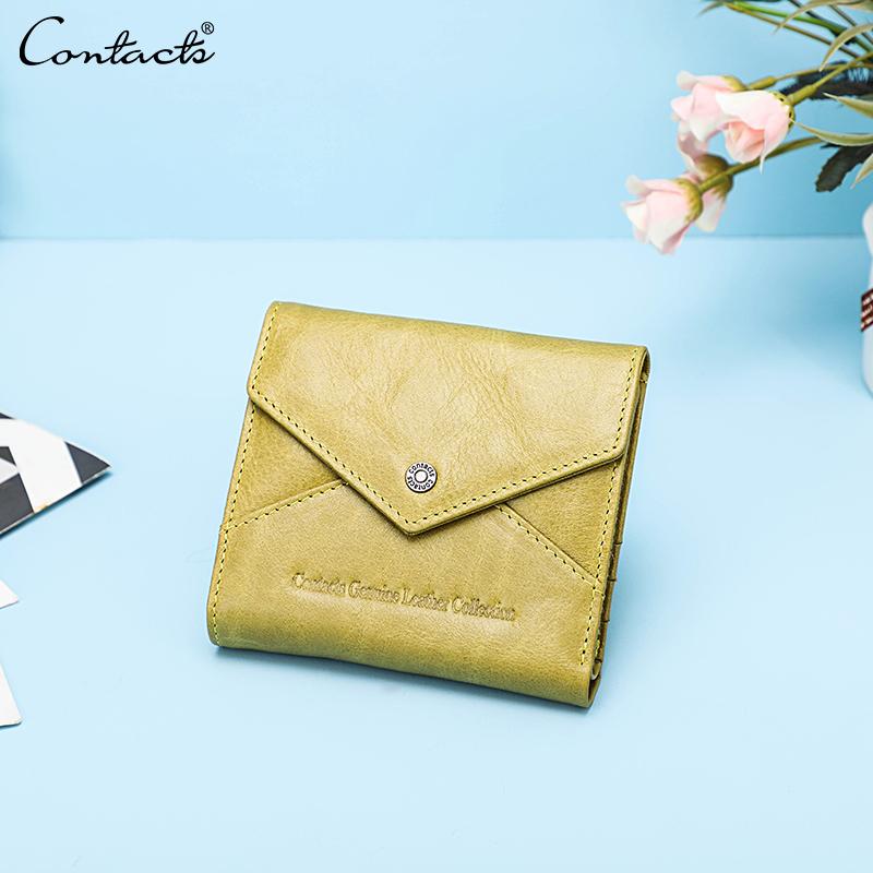 

Женский кошелек из натуральной кожи CONTACT S, короткий дизайнерский женский кошелек на молнии с держателем для карт, женская сумка для денег, карман для монет зелёный