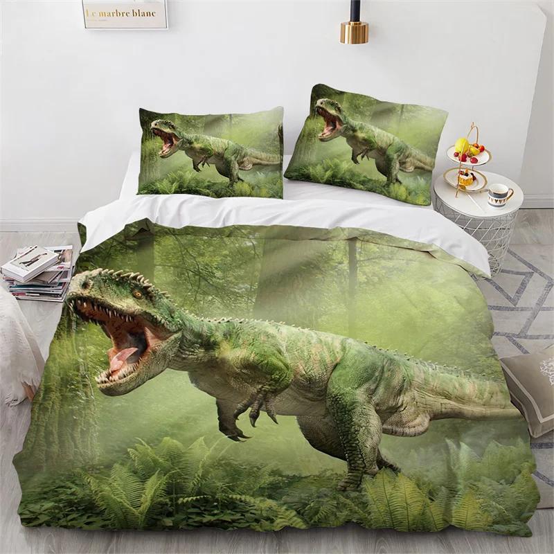 Dinosaur Duvet Cover Jurassic Age Tyrannosaurus Rex Bedding Set Twin King For Kids Boys Room Microfiber 3D Print Comforter Cover