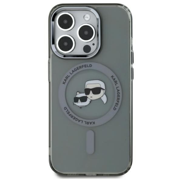 Karl Lagerfeld Klhmp15Lhlskck Iphone 15  Pro 6.1 Czarny/Black Hardcase Iml Metal Karl&Choupette Head Magsafe