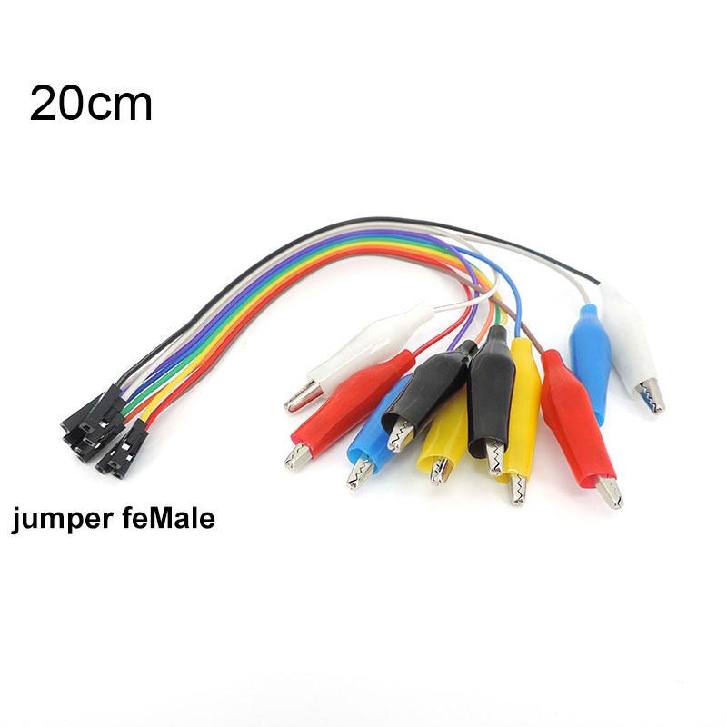 10 teil/los 20 cm 30 cm Krokodilklemme zum Überbrückungskabel 10-poliger Krokodilklemme männlich auf 10-polige Buchse Messleitungskabel für Arduino Raspberry