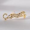 Western Liang Leopard Brooch: Zircon & Freshwater Pearl Pin