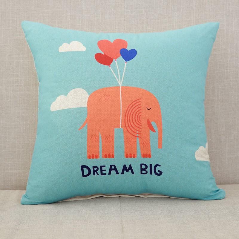 Cartoon Gift Pillow Sofa Bay Window Linen Cushion Cover