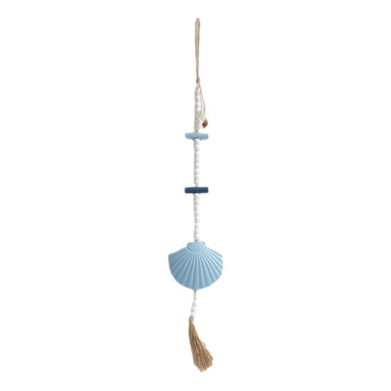 Ornamento da Spiaggia in Legno Boho con Perline e Corda di Canapa Decorazione da Appendere in Legno Rustico con Conchiglia e Nappa per Arredamento Casa Nautico Farmhouse