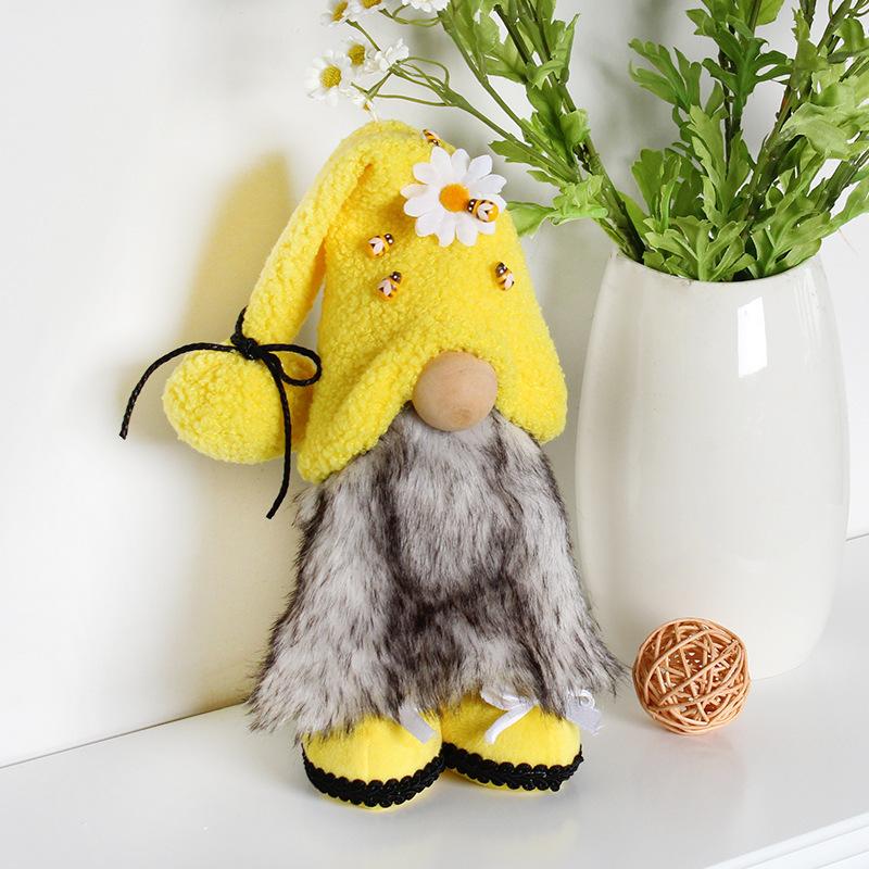 

Кукла без лица фестиваля пчел, креативная стоячая кукла-карлик, морская звезда, кукла фестиваля океана, украшение для рабочего стола E1-28 Yellow hat flower model