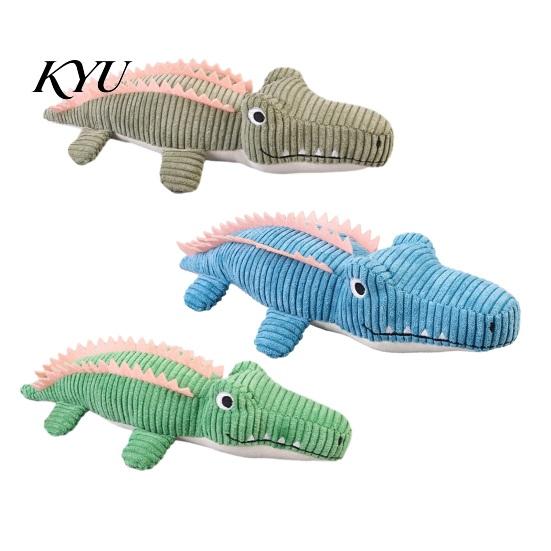 Aggressive Chewers Toys for Dogs Corduroy Crocodile Dog Toy, Squeaky Plush Chew Soft Teeth Grinding Boredom Relief Stuffed Animal Small To Medium