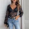 2026 European & American V-Neck Lace Sexy Bodysuit for Women
