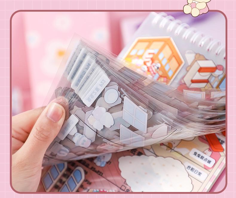 3D Miniaturní chaloupka Kniha samolepek: Kreativní skládané samolepky pro dekompresi a tvoření