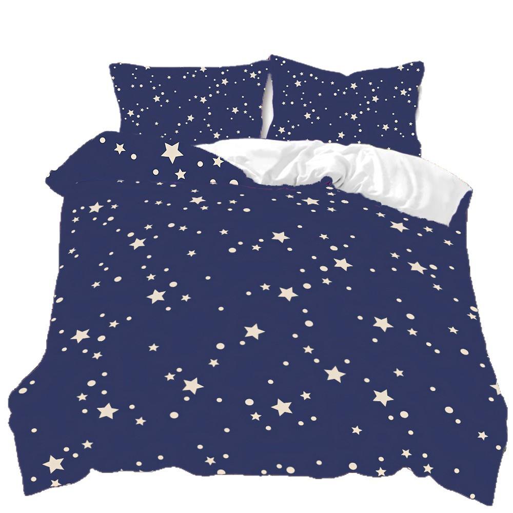 Three-Piece Star Quilt Cover 3D Digital Printing Bedding Kit