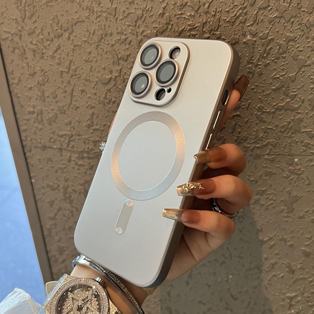 Matte Soft Silicone Magnetic Wireless Charging Phone Case For IPhone 15 14 13 12 11 Pro Max 15 Plus Glass Lens Protective Cover