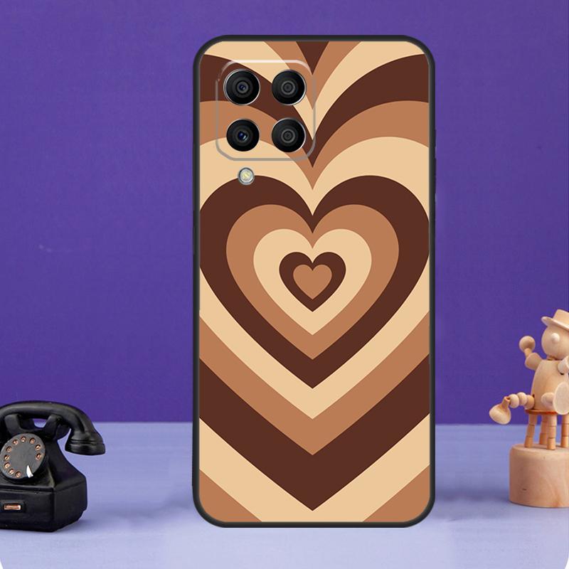 Latte Pink Brown Heart Aesthetic Case For Samsung Galaxy M34 M13 M53 M51 M31 M11 M14 M54 M12 M32 M52 M16 M36 M56 M15 M35 M55