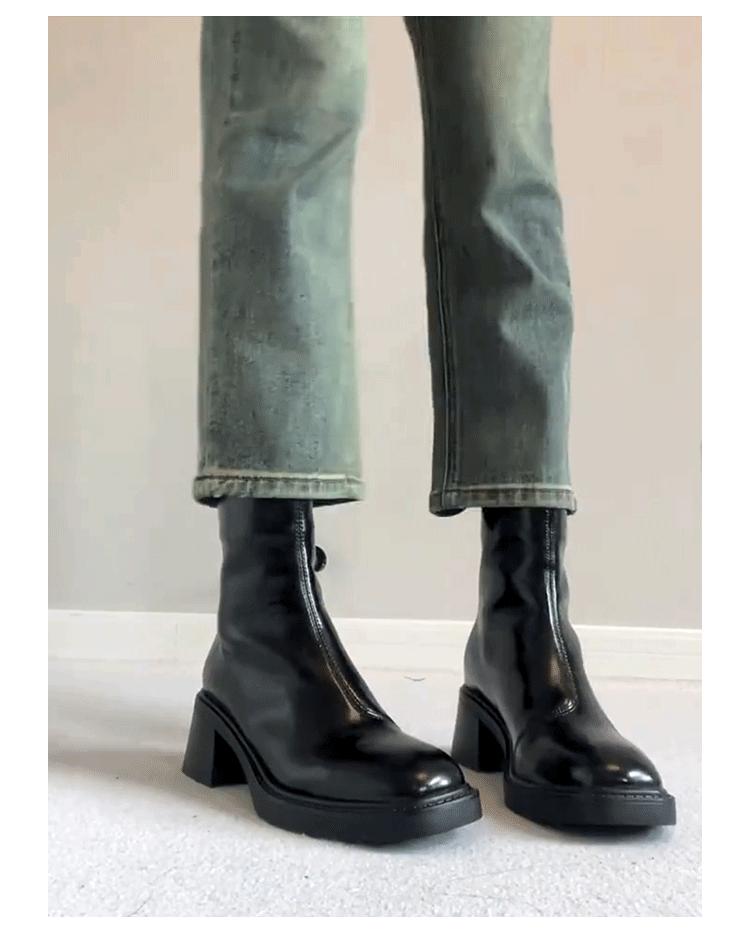 

2025 new spring and autumn commuter single boots British style square head Chelsea boots high heel thin boots thick heel short boots women 35 чёрный