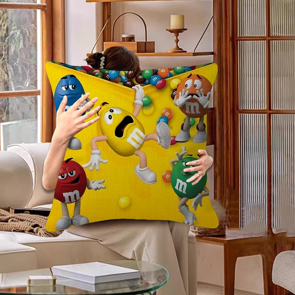 M&Ms Chocolate Office Cushion Pillowcase Car Cushion Cover45X45Cm Lumbar Pillowcase Sofa Pillowcover