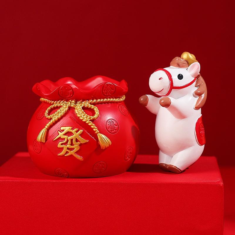 Hot Sale Lucky Horse Year Zodiac Figurine Resin Craft New Year Gift Home Decoration Annual Meeting Gift