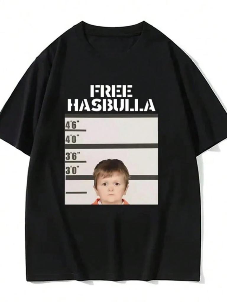 FREE HASBULLA Meme T Shirt Womens Unisex Cotton Tee Casual Summer Oversized Short Sleeve Streetwear ONeck Novelty Trendy Vintage