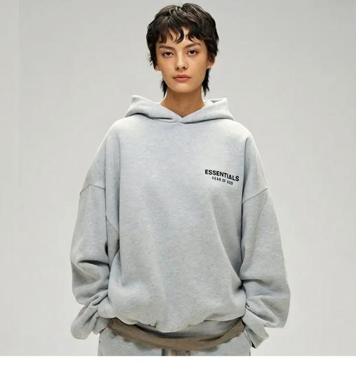 FOG Essentials HHH Unisex Fleecegefütterter Schwerer Kapuzenpullover - Amerikanischer Stil Herbst/Winter Freizeitkleidung