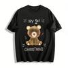 My 1st Christmas Baby Top Cute Bear Print Long Sleeve Shirt for Infant Holiday Outfit Pure Cotton T-shirt