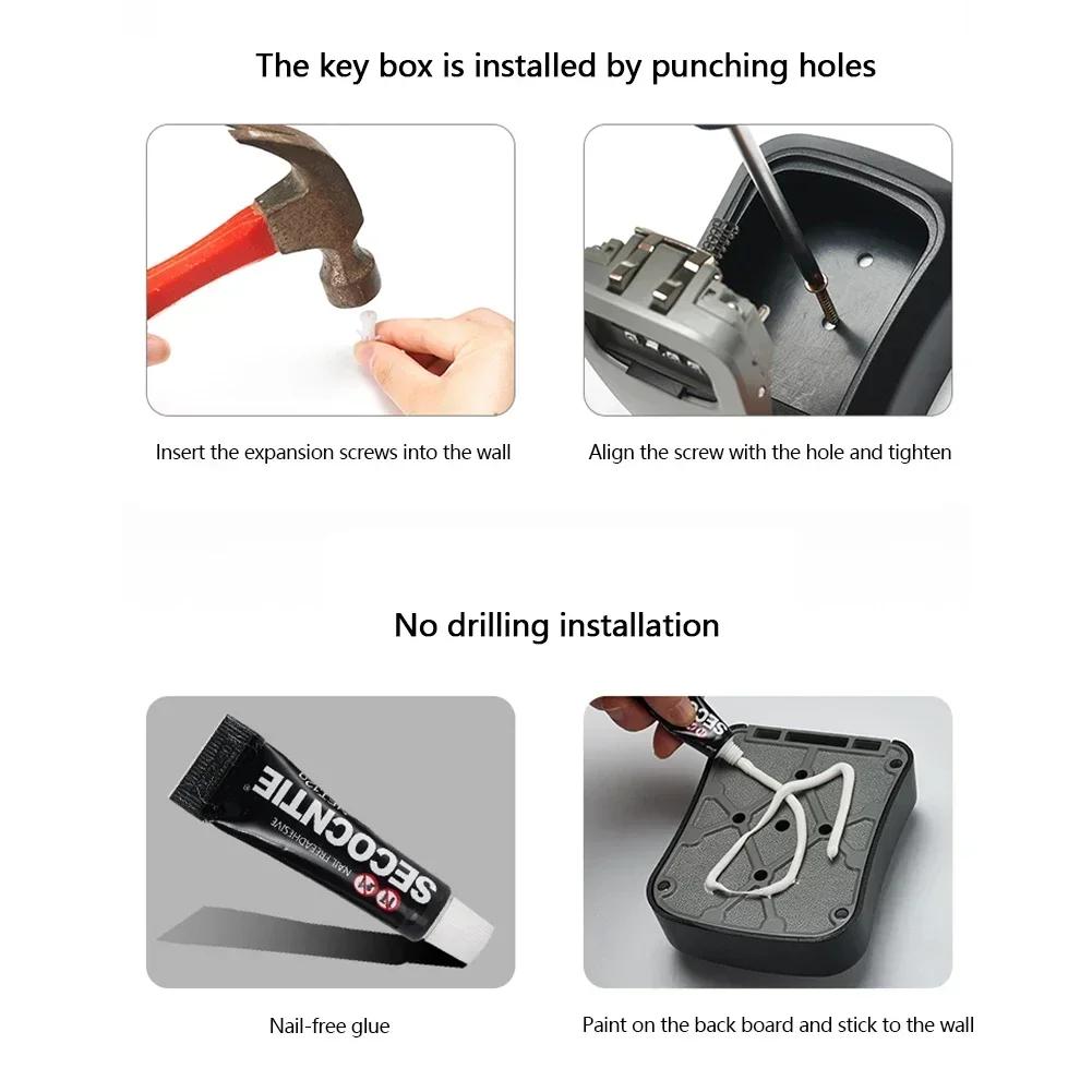 1PC Lock Key Storage Box Montaggio a parete Lock Box esterno per chiavi di casa Key Safe con serratura a combinazione Capacità 5 chiavi