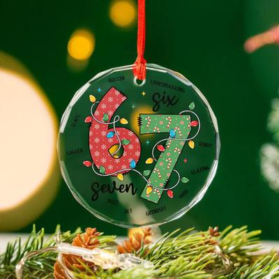 Yousheng Papai Noel Diz Seis Sete Enfeite Acrílico Decoração de Árvore de Natal com Frase Única Decoração Pendurada Festiva de Feriado