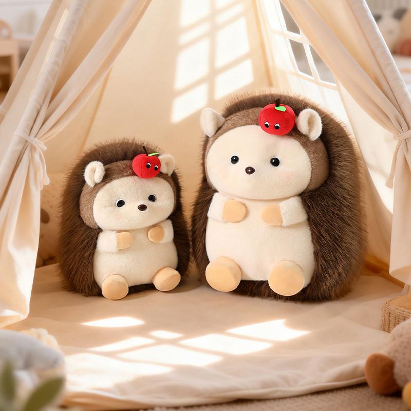 30/40cm Cute Fluffly Hair Hedgehog Plush Doll Kawaii Stuffed Animals Soft Kawaii Apple Hedgehog for Girls Birthday Gifts Decor