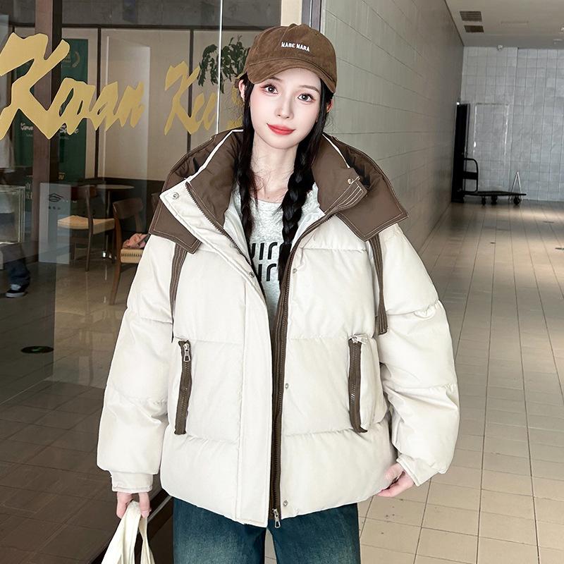 Fashion cotton clothes women's winter thickened color matching hooded bread clothes warm cotton-padded jacket