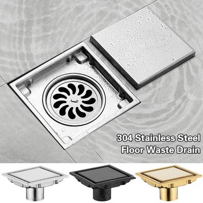 Hidden Square Floor Waste Drain Anti-Odor Floor Drain Bathroom Grates Shower Drain 304 Stainless Steel Flow Drainer Plug Cover