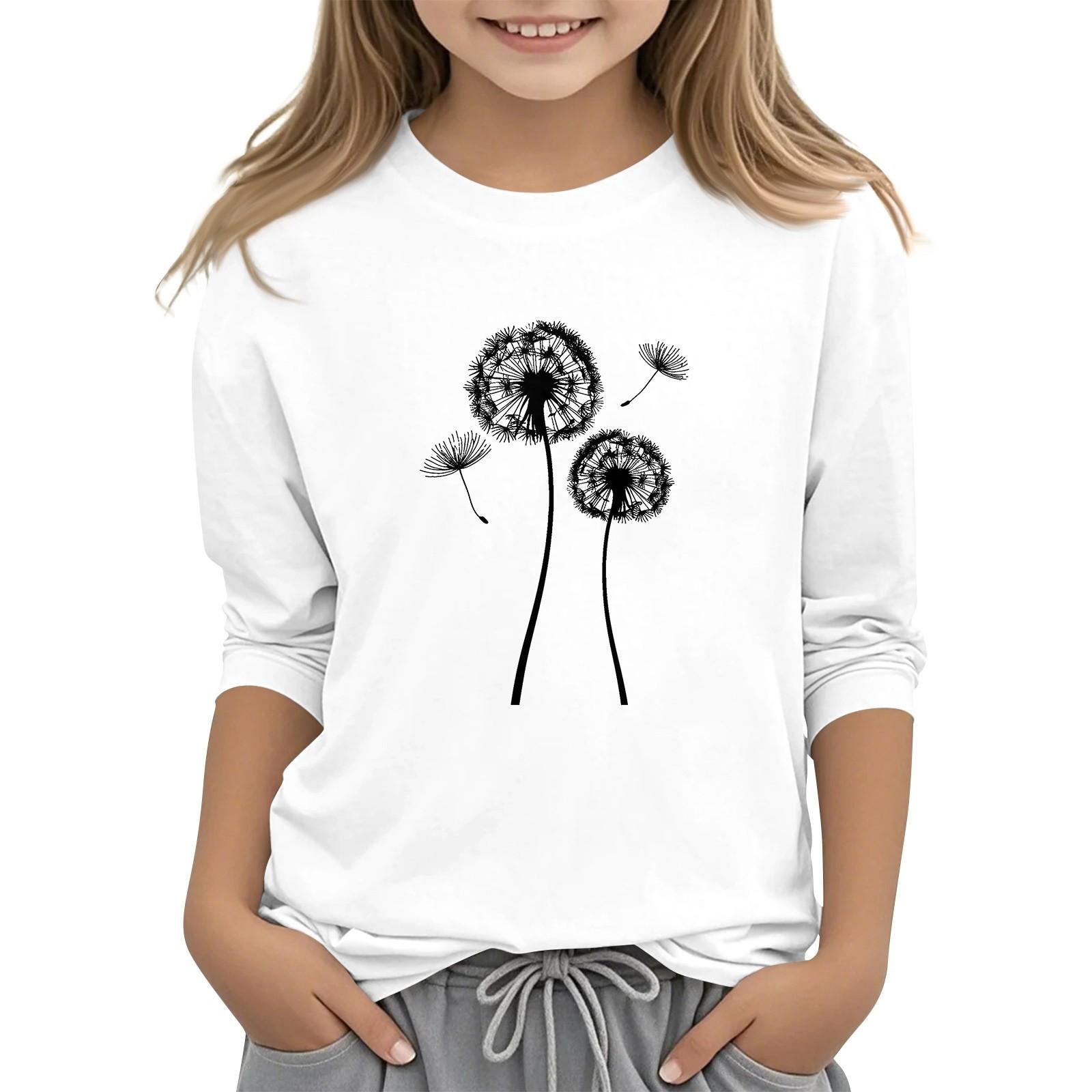 

Детская футболка с круглым вырезом и рукавами 7-точечной вязки, модная повседневная футболка с принтом 130 белый