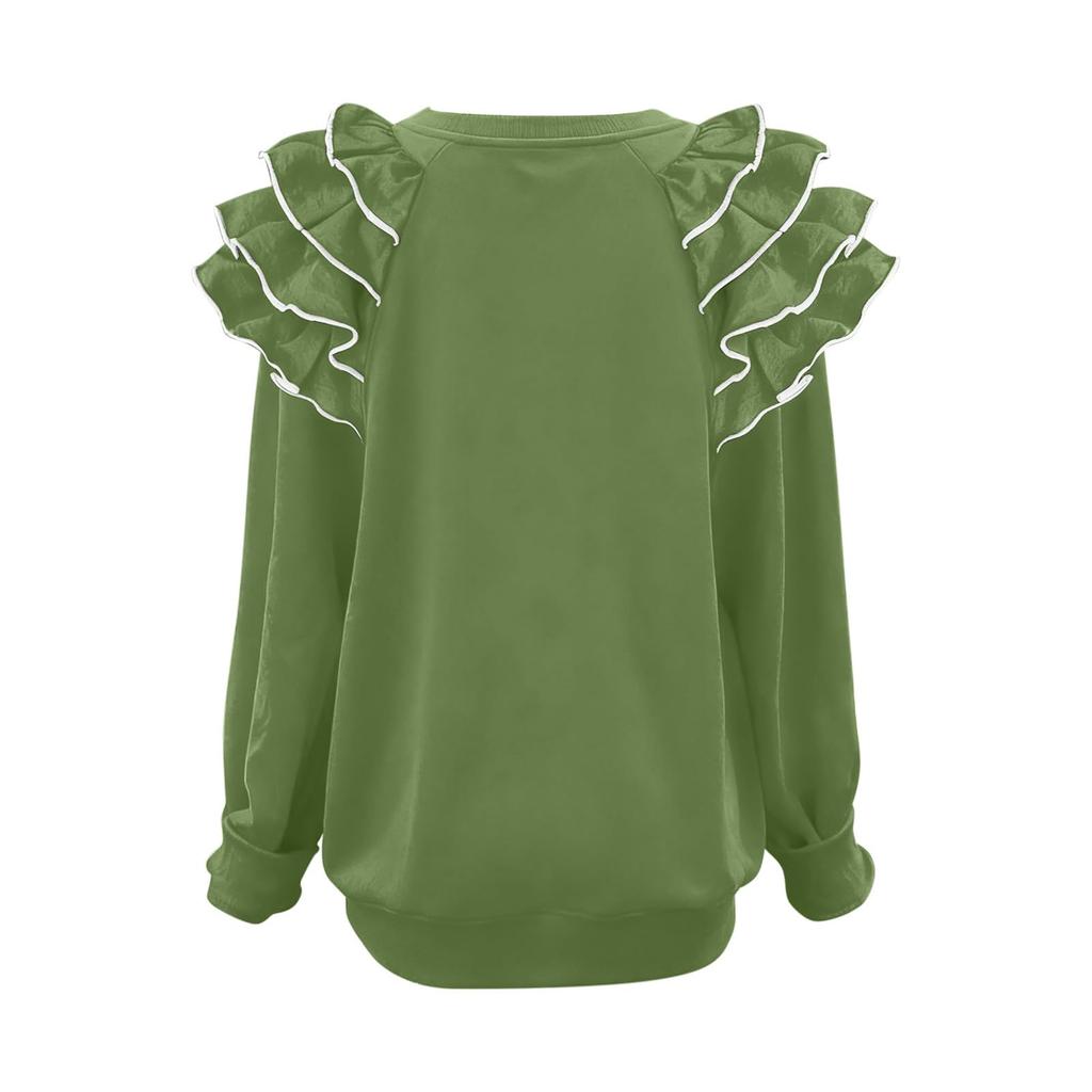 Women's Solid Color Long Sleeve Round Neck Pullover Sweater Loose Casual Hoodie