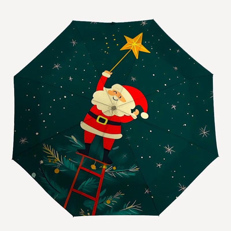 

1pc Christmas Santa Fashionable Automatic Opening/Closing Folding Umbrella with 8 Bones, Windproof Portable, Daily Use143