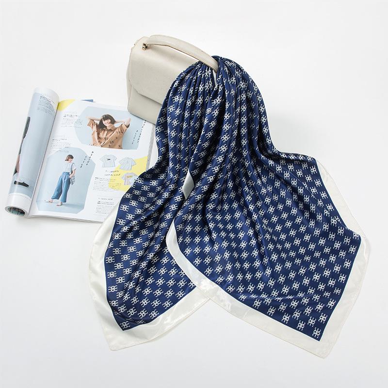 Luxury Satin Feel Silk Scarf: 90 Square Versatile Shawl with Sunscreen Protection