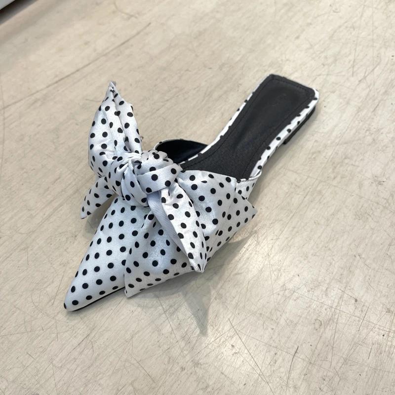 

Мода 2025 Новые Летние Лаконичные Женские Шлепанцы с Острым Носком Модные Балетки с Бантом-Бабочкой Вечерние Мюли Обувь-Слайды 35