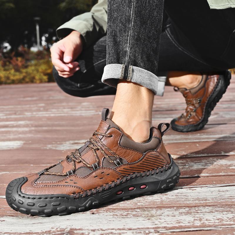 Retro Style Male Casual Shoes Handmade Fashion Sneakers Breathable Leisure Men's Treking Footwear Non-slip Hiking Shoes New Trainers