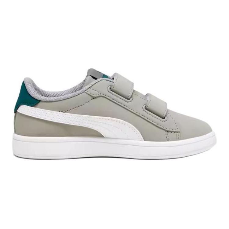 Puma Smash 3.0 Buck V Ps Comfortable Casual Low-Top Kids Skate Shoes Kids Sneakers Gray White Green 392040-06