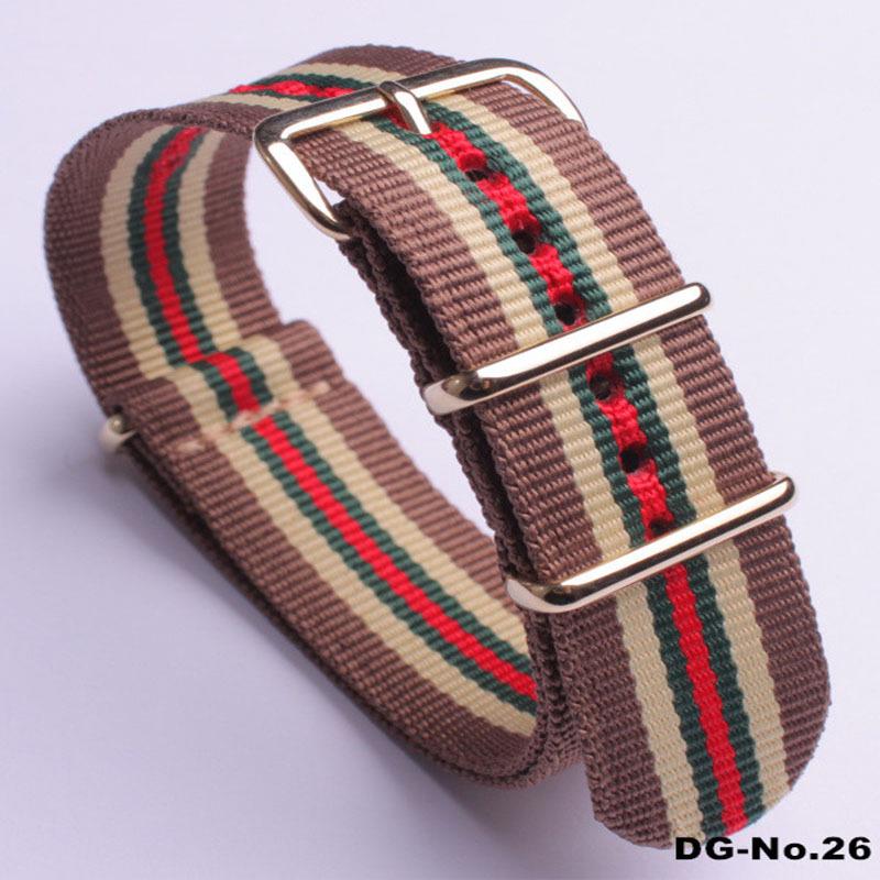 Красочный нейлоновый холщовый ремешок для часов с золотой пряжкой DG 20mm