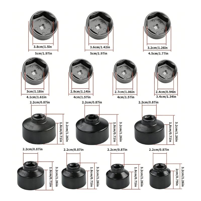 7Pcs 24-38mm Heavy Duty Aluminum Oil Wrench Cover Filter Socket and Socket Disassembly Tool for Car Manual Tool