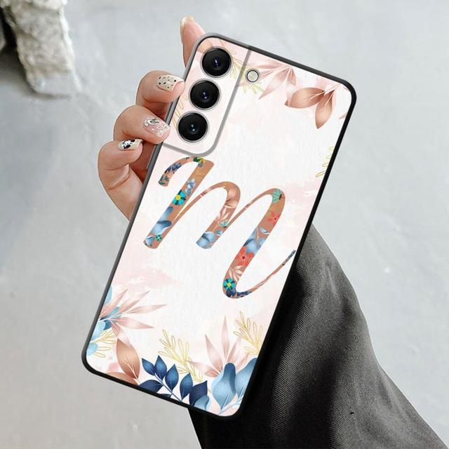 Handyhülle für Samsung Galaxy S23 S22 S21 S20 Fe Ultra S10 S9 S8 Plus Note 20ultra 10plus Hülle Blumenmuster Blatt Buchstabe Kunst