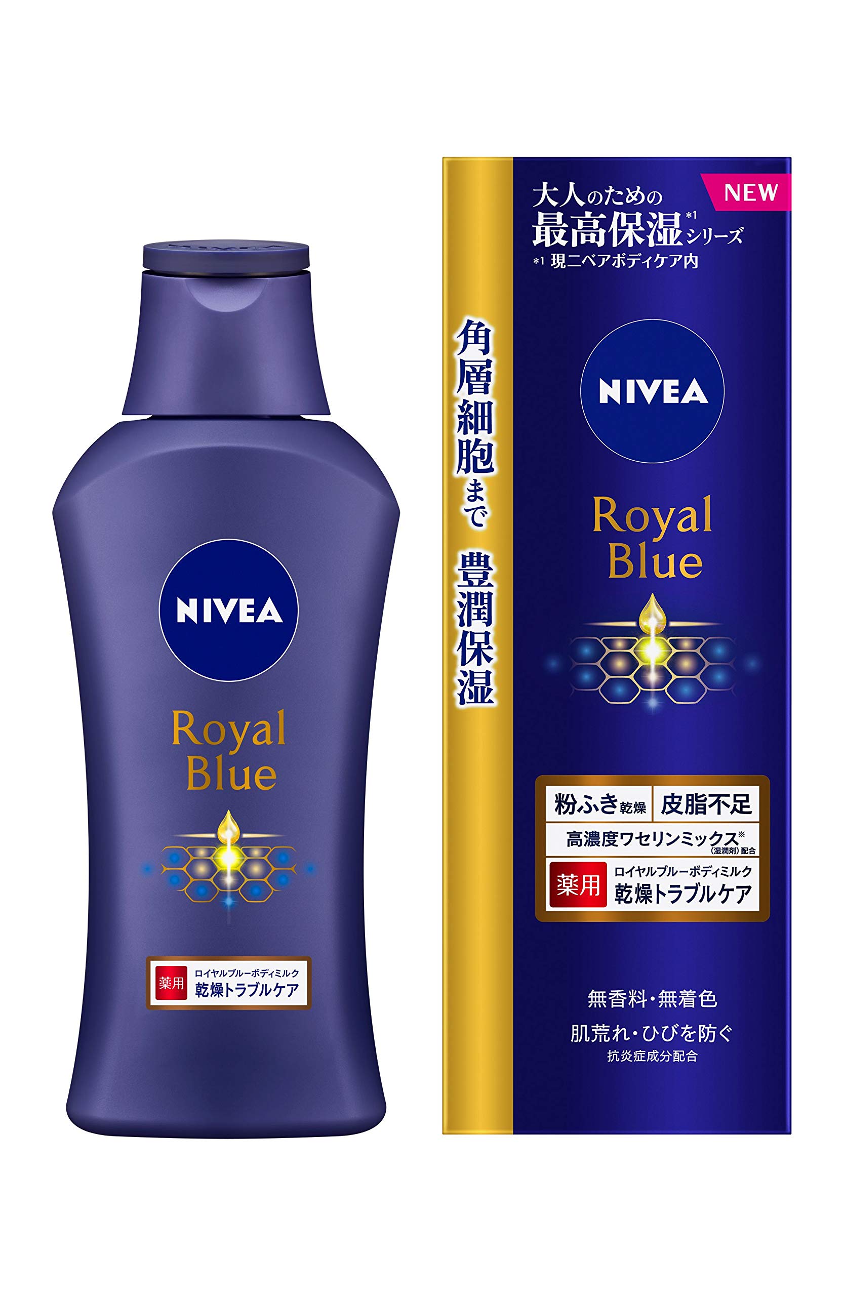 

Nivea Royal Blue Body Milk Dry Trouble Care 200 г для кожи, склонной к шероховатости и шелушению. Крем для тела без запаха и цвета [Квази-лекарство] [От шелушения]