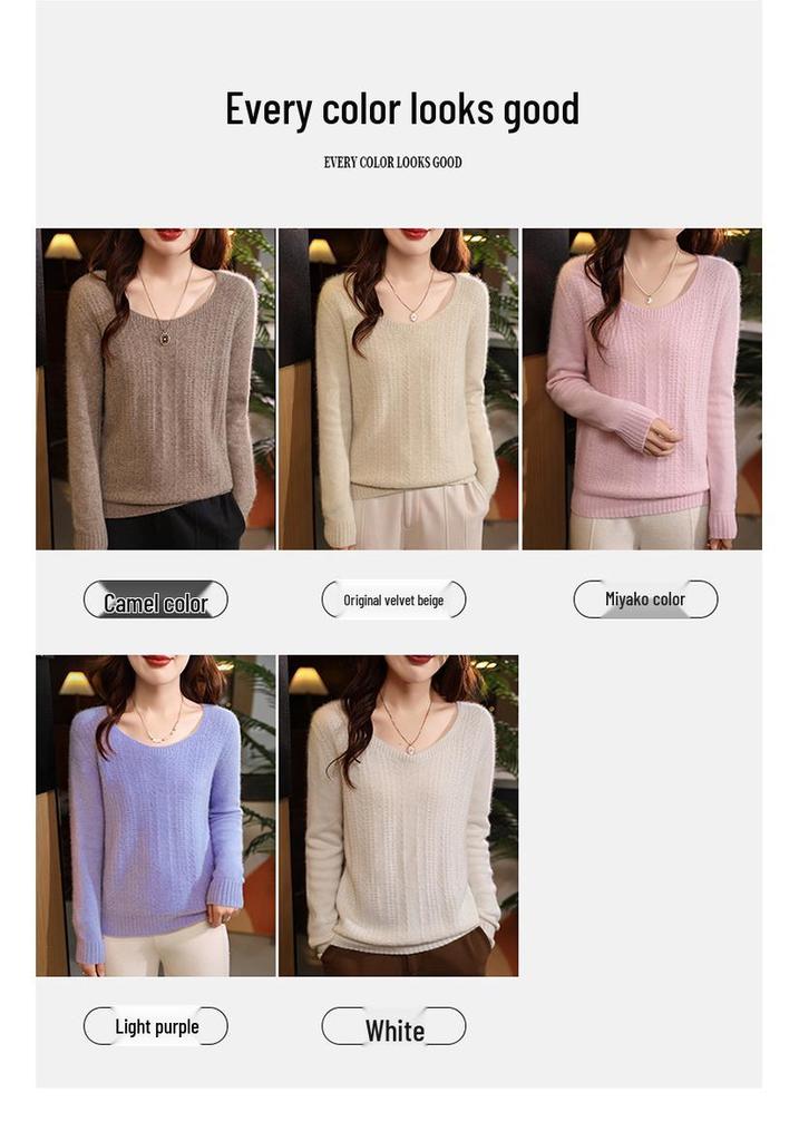 2026 Women's V-Neck Pure Wool Autumn/Winter Slimming Knitted Sweater