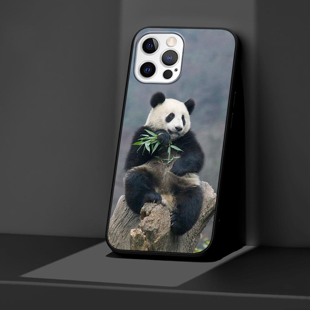 Chinesische Bär Panda Hülle für Apple iPhone 14 11 13 12 Pro Max XR 7 8 + SE 2020 XS 6 6s Plus 5 5s Schwarz Silikon Handyhülle Coque