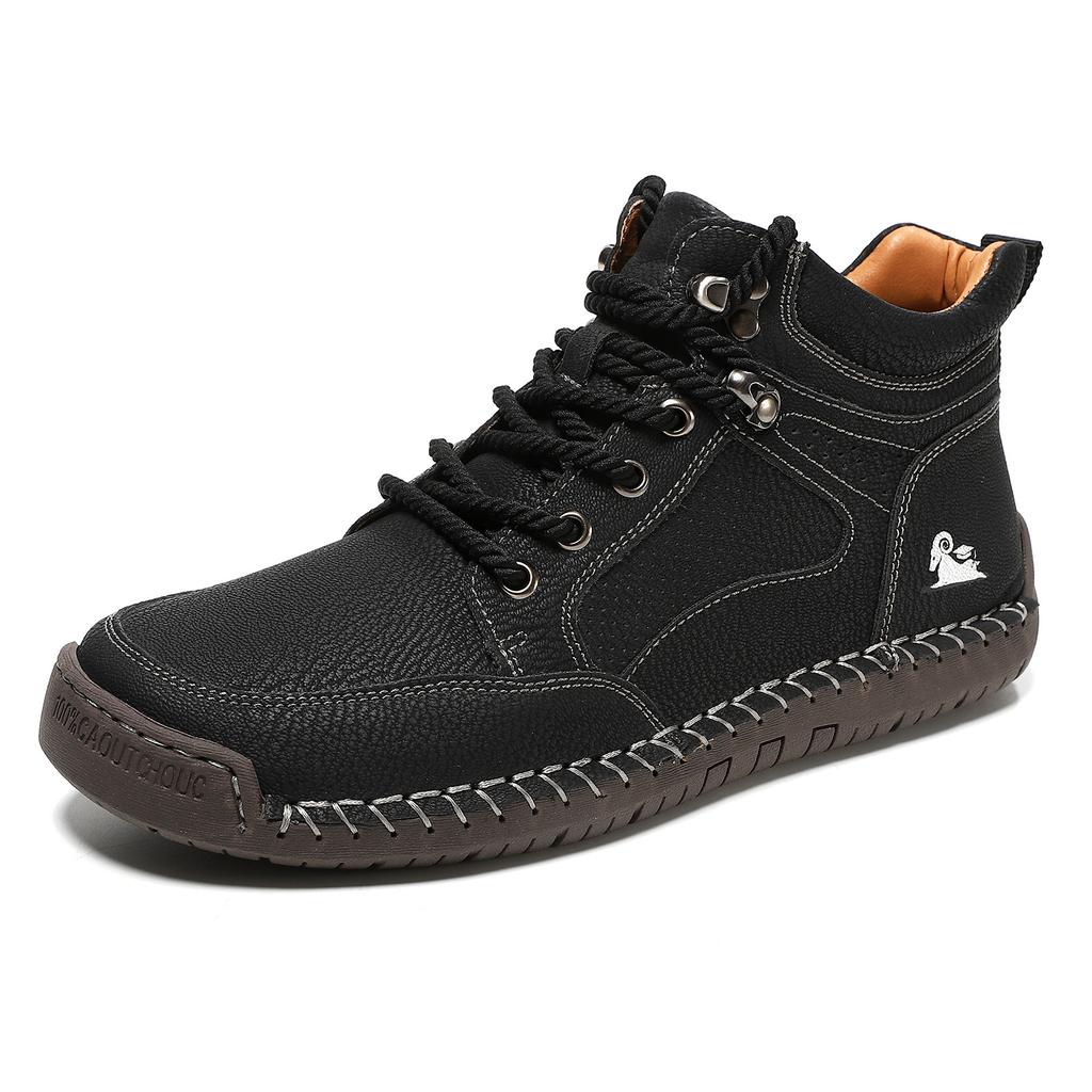 Large Size 48 Men's Shoes Fashion Handmade Leather Casual Shoes Classic Lace-up Men's Ankle Boots High Top Sneakers Botas Hombre