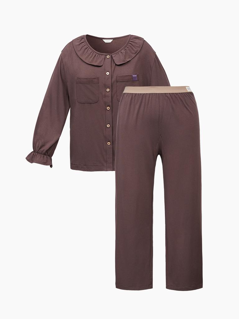 Carried Modal Frill Pajama Set (4 COLORS)